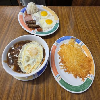 Tasty Crust Restaurant - Breakfast Loco Moco, side hash browns and classic breakfast combo - Breakfast & Brunch Near Me - Wailuku, Hawaii Tasty Crust Restaurant - Breakfast Loco Moco, side hash browns and classic breakfast combo - Breakfast & Brunch Near Me - Wailuku, Hawaii