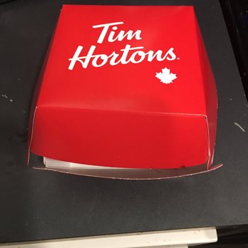 Tim Hortons - a red box on a desk - Coffee & Tea Near Me - Dublin, Ohio