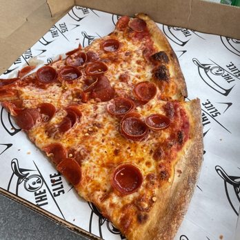 The Slice - Pepperoni pizza with a thin crispy crust so delicious!!!! - Pizza Near Me - Simpsonville, South Carolina
