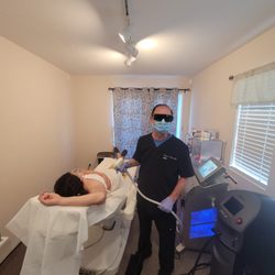 Dr Hack treating a patient.