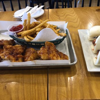 Bonchon Schaumburg - L: lunch combo with chicken strips and seasoned fries; R: Pork Buns - Korean Near Me - Schaumburg, Illinois Bonchon Schaumburg - L: lunch combo with chicken strips and seasoned fries; R: Pork Buns - Korean Near Me - Schaumburg, Illinois