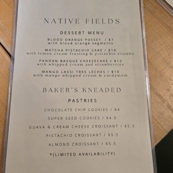 Native Fields - dessert and pastry menu - New American Near Me - Walnut, California Native Fields - dessert and pastry menu - New American Near Me - Walnut, California