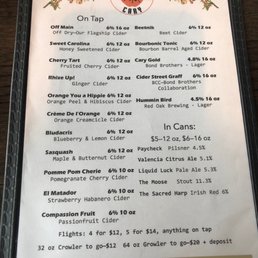 Grand opening menu for Cary location. Grand opening menu for Cary location.