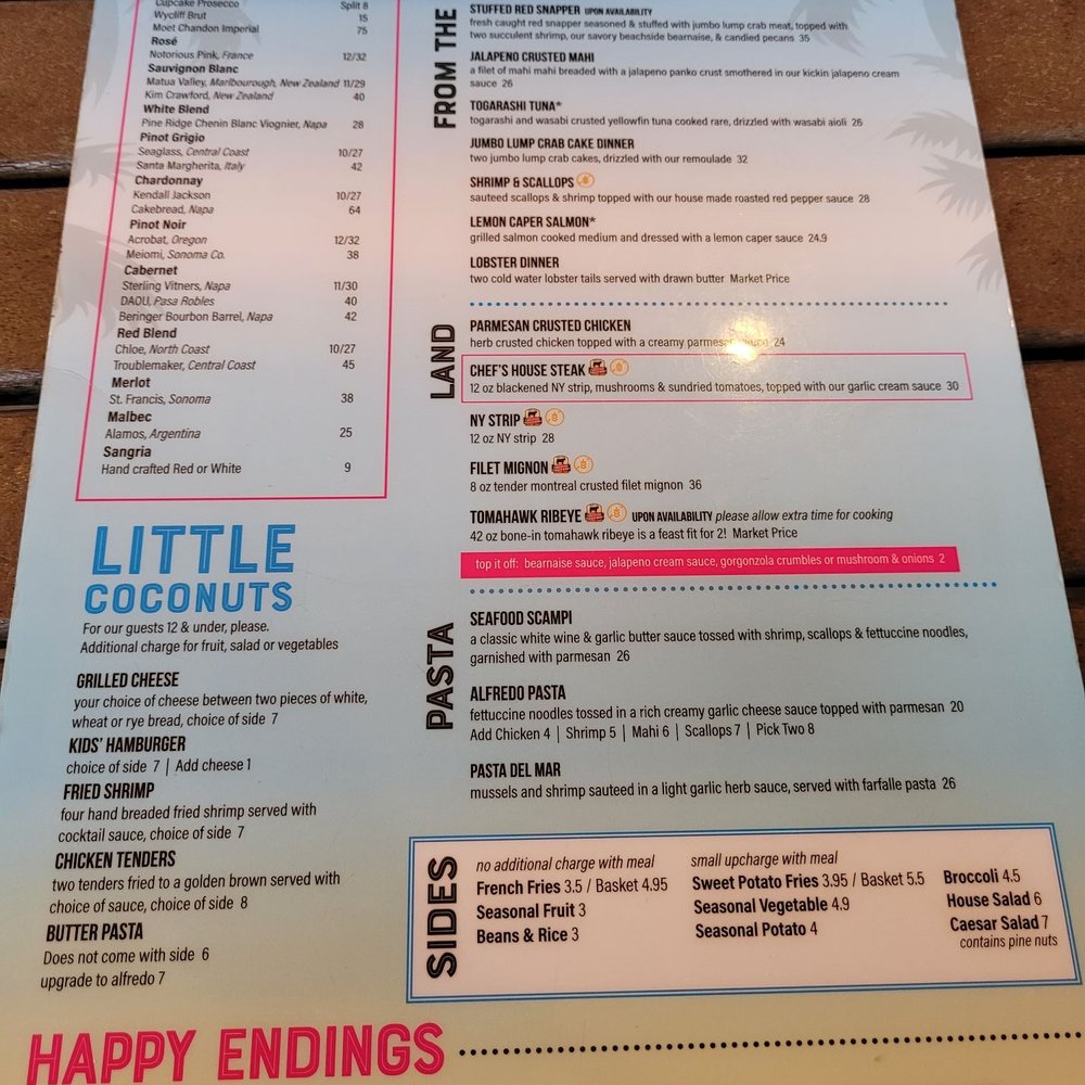 Coconuts On The Beach - Menu - Bars Near Me - Cocoa Beach, Florida