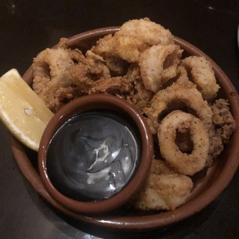 La Marcha Tapas Bar - Calamari with squid ink dipping sauce - Spanish Near Me - Berkeley, California La Marcha Tapas Bar - Calamari with squid ink dipping sauce - Spanish Near Me - Berkeley, California