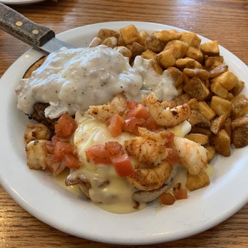Grand Day Cafe - Benedict Sampler with Shrimp and Sausage Benedict. Melt in my mouth, watering in my mouth good. I would definitely get this again! - Breakfast & Brunch Near Me - Columbus, Ohio Grand Day Cafe - Benedict Sampler with Shrimp and Sausage Benedict. Melt in my mouth, watering in my mouth good. I would definitely get this again! - Breakfast & Brunch Near Me - Columbus, Ohio