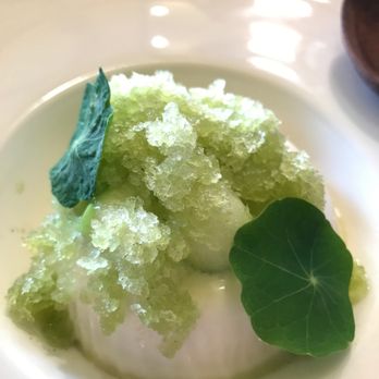 Wild Coast Sushi Bar - Panna cotta with green apple balls - Sushi Bars Near Me - Big Sur, California Wild Coast Sushi Bar - Panna cotta with green apple balls - Sushi Bars Near Me - Big Sur, California