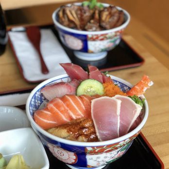 Fremont Bowl - Chirashi bowl ($14.95)- Tuna, chopped fatty tuna, salmon, yellowtail, albacore, shrimp, fresh water eel, and masago - Japanese Near Me - Seattle, Washington Fremont Bowl - Chirashi bowl ($14.95)- Tuna, chopped fatty tuna, salmon, yellowtail, albacore, shrimp, fresh water eel, and masago - Japanese Near Me - Seattle, Washington