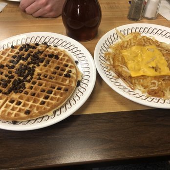 Waffle House - Chocolate chip waffle and hash browns with cheese and onions - Diners Near Me - Murfreesboro, Tennessee Waffle House - Chocolate chip waffle and hash browns with cheese and onions - Diners Near Me - Murfreesboro, Tennessee