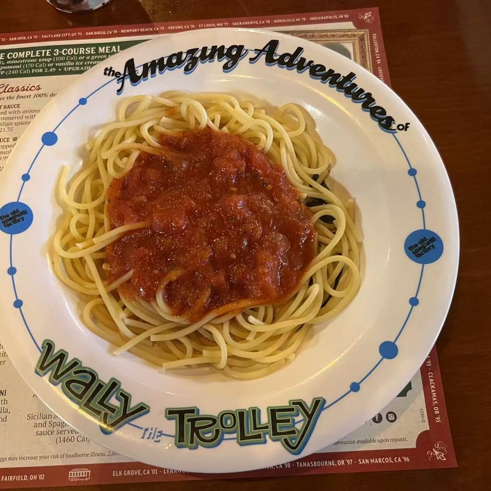 The Old Spaghetti Factory - Kids Spaghetti Marinara $7.99 - Italian Near Me - Duarte, California The Old Spaghetti Factory - Kids Spaghetti Marinara $7.99 - Italian Near Me - Duarte, California