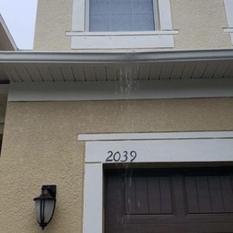 Busted gutter from ladder damage. Busted gutter from ladder damage.