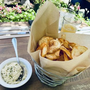 High Hand Cafe - House made chips (not salty) and artichoke dip - a must get - New American Near Me - Loomis, California High Hand Cafe - House made chips (not salty) and artichoke dip - a must get - New American Near Me - Loomis, California