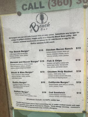 Menu photo 1 The Beach Bar at Birch Bay Blaine, WA Menu photo 1 The Beach Bar at Birch Bay Blaine, WA