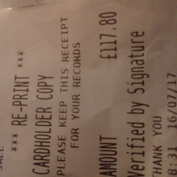 Oliver's Steakhouse - The receipt which states it was verified by my signature which never was given. - Seafood Near Me - London, XGL Oliver's Steakhouse - The receipt which states it was verified by my signature which never was given. - Seafood Near Me - London, XGL