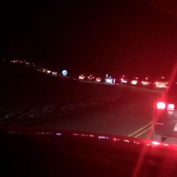 Longview Lake Campground - In this line just to get to where the lights are!