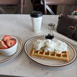 Little breakfast with 7 grain waffle. Add whip, banana. Little breakfast with 7 grain waffle. Add whip, banana.