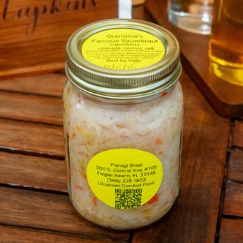 Pierogi Shop - Natural Fermentation Sauerkraut 16oz $8 - Ukrainian Near Me - Flagler Beach, Florida Pierogi Shop - Natural Fermentation Sauerkraut 16oz $8 - Ukrainian Near Me - Flagler Beach, Florida