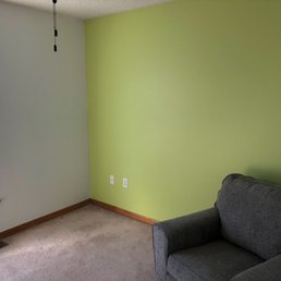 I love my office with the fresh white walls and 1 accent wall as painted by Pateick's crew!