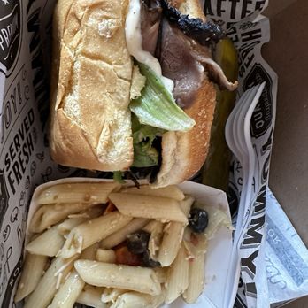 The Cycle Haus Bikes and Brews - Roast beef and beer cheese sandwich with pasta salad - Bike Rentals Near Me - Harrison, Idaho The Cycle Haus Bikes and Brews - Roast beef and beer cheese sandwich with pasta salad - Bike Rentals Near Me - Harrison, Idaho