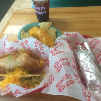 Tasty Tacos - Soft Shell Taco, Corn Taco, Enchilada & Beef Burrito. No better food on the planet I am stuffed and can't wait to go back!! - Mexican Near Me - Des Moines, Iowa