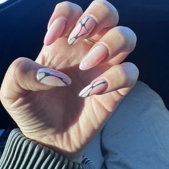 MOI Nails By Spring - Gel x with fill, I got airbrush, silver chrome, blooming gel and cuticles done. Love this set so much - Nail Salons Near Me - Los Angeles, California