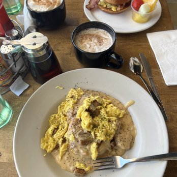 Brandy's Restaurant & Bakery - My biscuits and gravy, her breakfast sandwich. - American Near Me - Flagstaff, Arizona Brandy's Restaurant & Bakery - My biscuits and gravy, her breakfast sandwich. - American Near Me - Flagstaff, Arizona