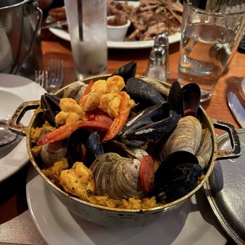 Coquito - Paella for one it had rice, shrimp, musses, clams, lobster tail, chicken and chorizo.  It - Latin American Near Me - Warwick, New York
