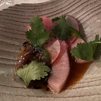 Ariana Restaurant - Hamachi crudo w/Charred Jalapeno Ponzu, radish, and cilantro - French Near Me - Bend, Oregon