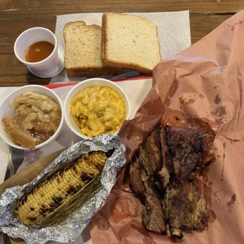 Cooper's Old Time Pit Bar-B-Que - Pork ribs, brisket, corn on the cob, jalapeño, mac & cheese, and apple cobbler. - Barbeque Near Me - Austin, Texas Cooper's Old Time Pit Bar-B-Que - Pork ribs, brisket, corn on the cob, jalapeño, mac & cheese, and apple cobbler. - Barbeque Near Me - Austin, Texas