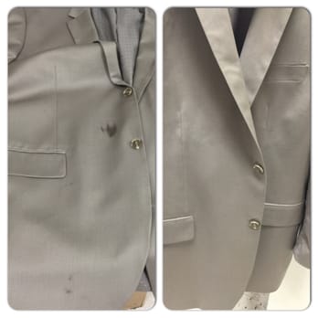 Toudanines Fine Dry Cleaning - Before: Noticeable grease stain. After: NO grease stain!! - Dry Cleaning Near Me - Mesquite, Texas Toudanines Fine Dry Cleaning - Before: Noticeable grease stain. After: NO grease stain!! - Dry Cleaning Near Me - Mesquite, Texas