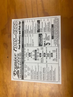 Menu photo 2 Premier Brick Oven Pizza Madera, CA Menu photo 2 Premier Brick Oven Pizza Madera, CA