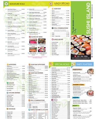 Menu photo 1 Sushi Island Palisades Park, NJ Menu photo 1 Sushi Island Palisades Park, NJ