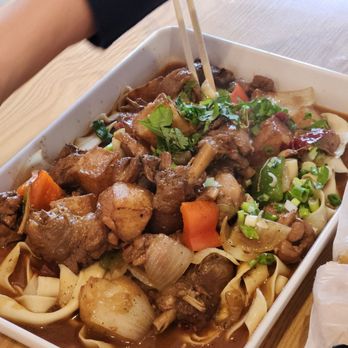 Ox 9 Lanzhou HandPulled Noodles - Wide noodles with chicken - Chinese Near Me - Cupertino, California
