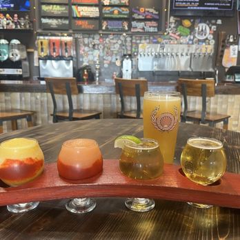 Dionysus Brewing - Mango slush, guava slush, Mexican lager, rice lager, full pour of their hazy ipa - Breweries Near Me - Bakersfield, California