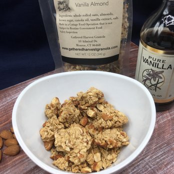 Gathered Harvest Granola - a bowl of granola and a bottle of vanilla almond - Food Delivery Services Near Me - Monroe, Connecticut Gathered Harvest Granola - a bowl of granola and a bottle of vanilla almond - Food Delivery Services Near Me - Monroe, Connecticut