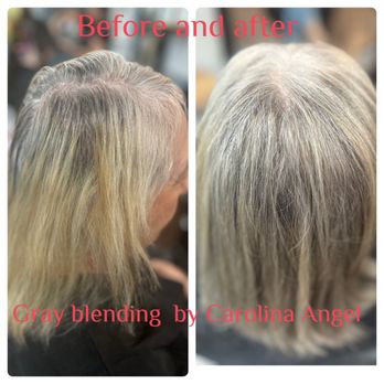 The Loft Hair Studio - Highlights and lowlight to blend out gray hair. By Carolina Angel - Hair Salons Near Me - Bradenton, Florida The Loft Hair Studio - Highlights and lowlight to blend out gray hair. By Carolina Angel - Hair Salons Near Me - Bradenton, Florida