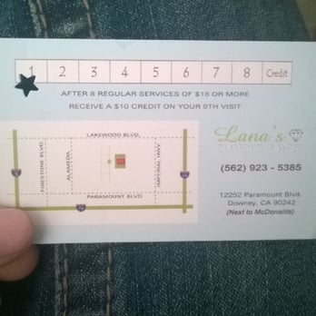 Lana's Diamond Salon - Rewards type card :) - Nail Salons Near Me - Downey, California