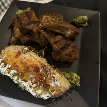 The 4 Seasonings - Lamb chops with a loaded, baked potato - Seafood Near Me - Antioch, California The 4 Seasonings - Lamb chops with a loaded, baked potato - Seafood Near Me - Antioch, California
