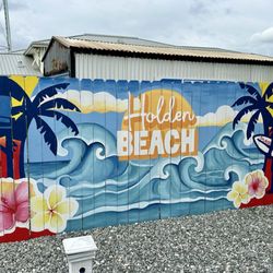 Ocean Boulevard Coffee - Fence mural, Oct 2025.
