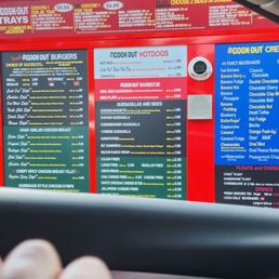 menus on a menu board in a car