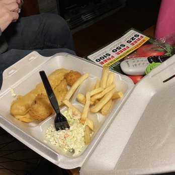 Captain D's - fish and chips in a styrofoam container - Seafood Near Me - Winchester, Kentucky Captain D's - fish and chips in a styrofoam container - Seafood Near Me - Winchester, Kentucky