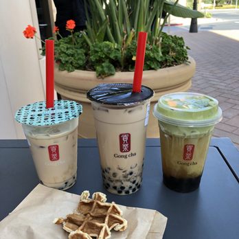 Gong cha - Two Panda boba, matcha milk foam, and a mochi waffle. Amazing! - Bubble Tea Near Me - Santa Clara, California Gong cha - Two Panda boba, matcha milk foam, and a mochi waffle. Amazing! - Bubble Tea Near Me - Santa Clara, California
