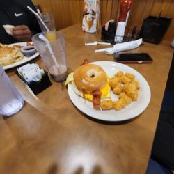 Eat'n Park - The SCRAMBLER. That was served with a FRIED egg even though the word SCRAMBLER is in the menu description