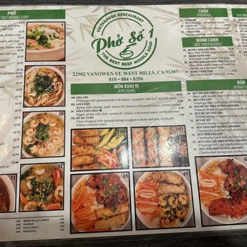 Pho So 1 - Front of menu as of 1/24/24 - Vietnamese Near Me - West Hills, California Pho So 1 - Front of menu as of 1/24/24 - Vietnamese Near Me - West Hills, California