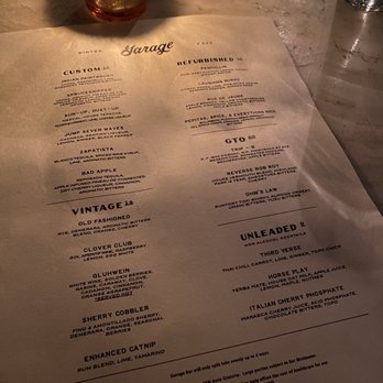 Garage - Winter 2023 menu - Cocktail Bars Near Me - Austin, Texas