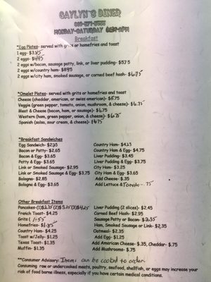 Menu photo 3 Gaylyn's Diner Leland, NC