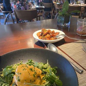 Bludorn - Crab Benedict and potatoes - New American Near Me - Houston, Texas Bludorn - Crab Benedict and potatoes - New American Near Me - Houston, Texas