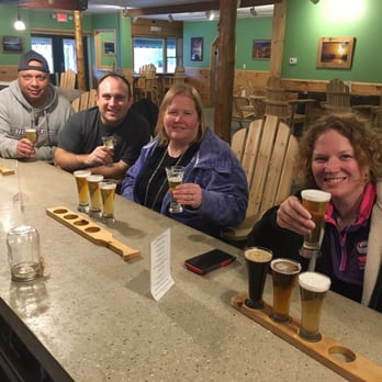 Fulton Chain Craft Brewery - My friends and I, I love the flights of beer to try all of the beers - Breweries Near Me - Old Forge, New York