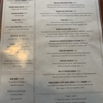 Bonito Kitchen, Tules - Entree menu - Japanese Near Me - Puerto Vallarta, JAL