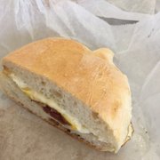 Photo of Rikopan Brazilian and Portuguese Bakery - Bridgeport, CT, United States. A half of my sandwich. Sooo good. Warm, fresh and mouth wateringly perf.